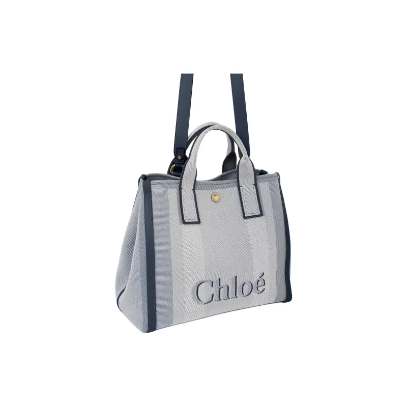 Chloe Cotton Tote Bag, Shopping Bag, Shoulder Bag, Handbag Regular Women's Blue-2