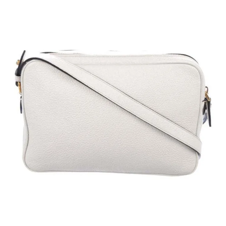 PRADA Leather Camera Bag, Crossbody Bag, Shoulder Bag Women's White-3