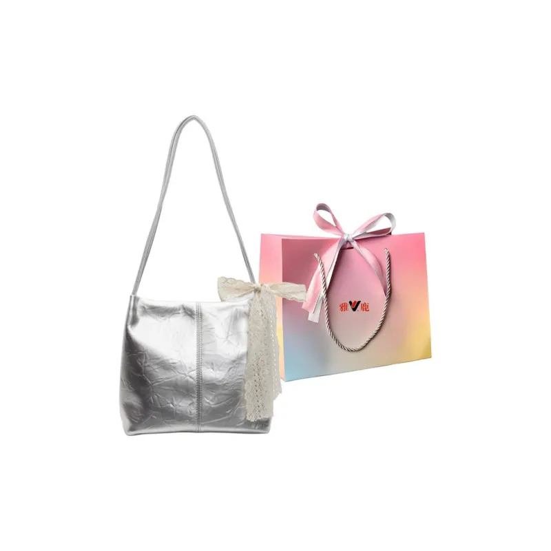 Yalu PU Shoulder Bag Regular Women's Black/Ecru/Pink/Silver/Blue-13