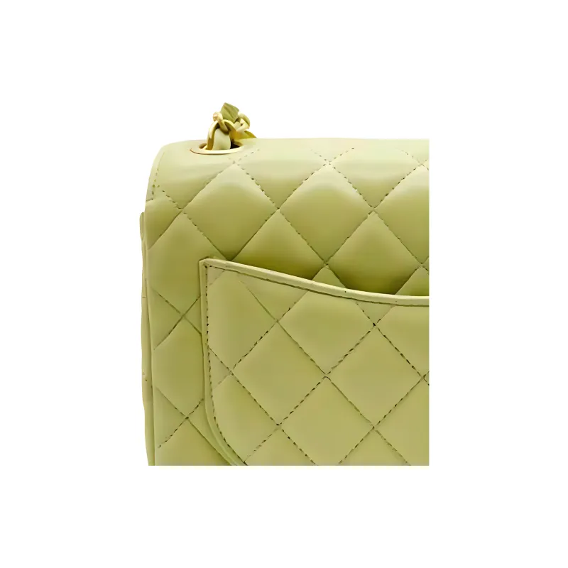 CHANEL Lambskin Chain Bag, Mini Square Flap Bag, Crossbody Bag, Shoulder Bag Trumpets Women's Yellow Green-3