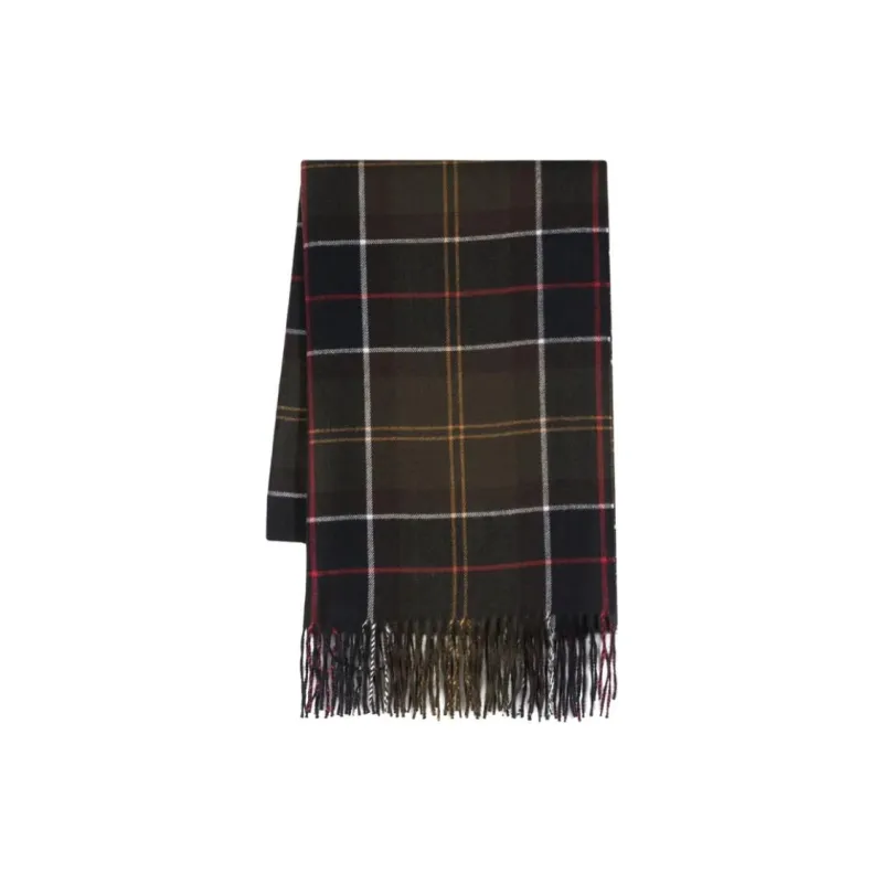 BARBOUR Check pattern Fringe detailing Scarf-2