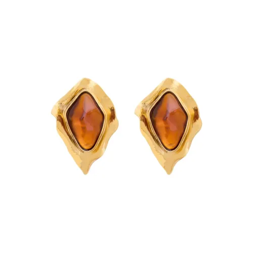 SAINT LAURENT Brass Resin Earrings Women's Gold