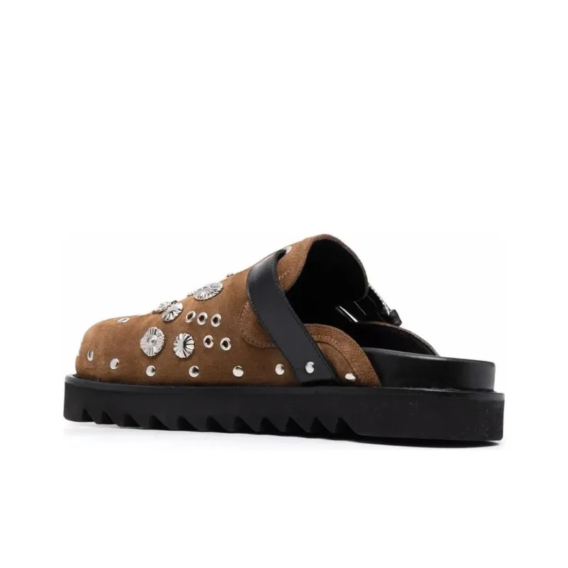 TOGA VIRILIS Rubber Sole Slip Resistant Closed Toe Slippers Men's Brown-3