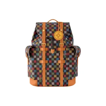 LOUIS VUITTON CHRISTOPHER Coated Canvas Backpack Medium Size Unisex Multicolor