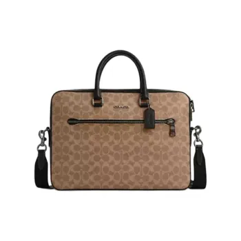 COACH Slim WalletETHAN Coated Canvas One Shoulder Handbag Tubas Men's Brown