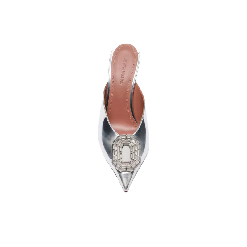 AMINA MUADDI Closed Toe Slippers 9cm Women's Silver-3