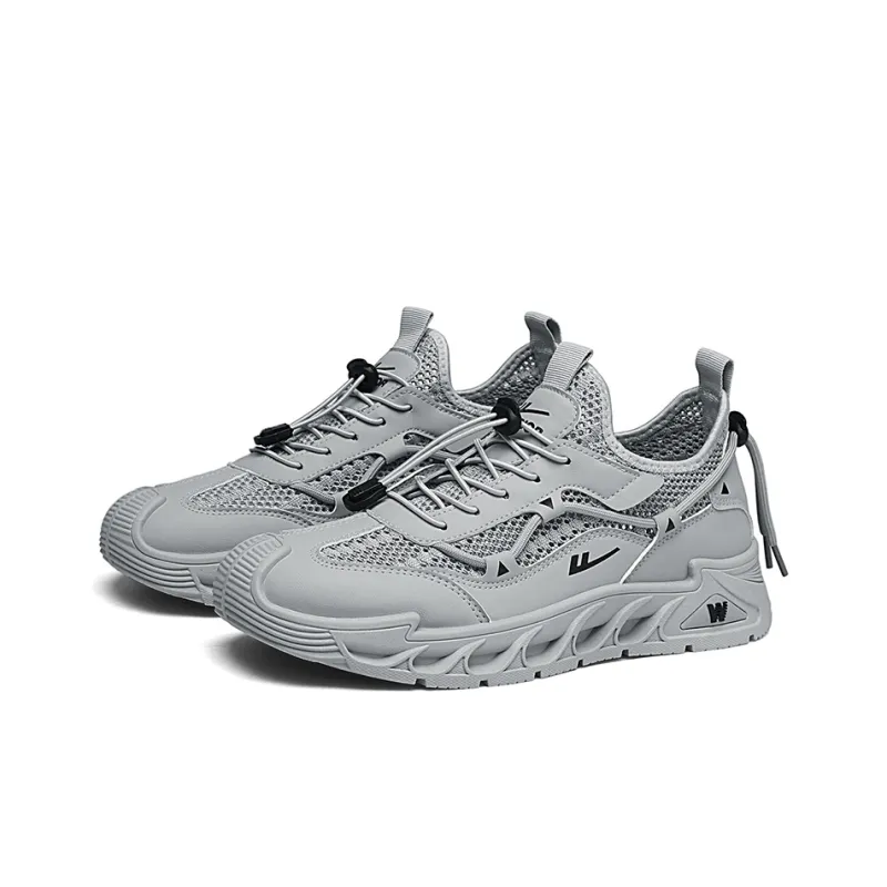 WARRIOR Running Shoes Men Low Top Beige/Gray/Dark Gray-11