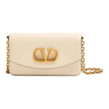 Valentino Bright Calfskin Shoulder Bag, Crossbody Bag Regular Women's Butter White