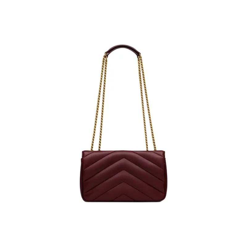 SAINT LAURENT LOULOU Sheepskin Shoulder Bag Trumpets Women's Burgundy-3