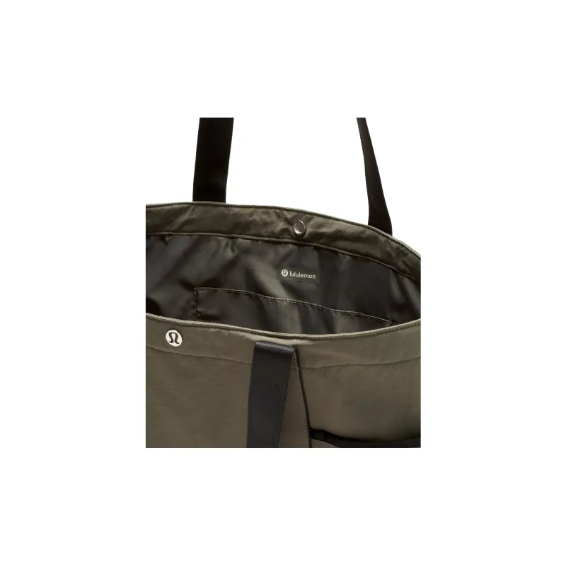 Lululemon Recycled Nylon Tote Bag Shopping Bag Handbag Shoulder Bag Unisex Gray Sage & Black-2