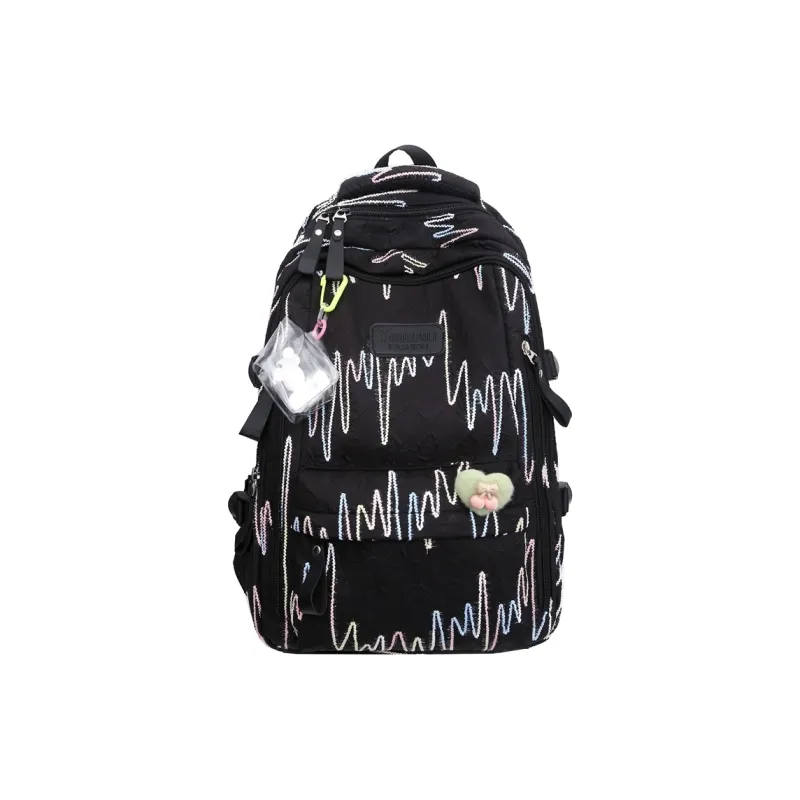 URBAN FOREST Nylon Backpack Regular Unisex Black/White/Yellow/Blue/Pink-0