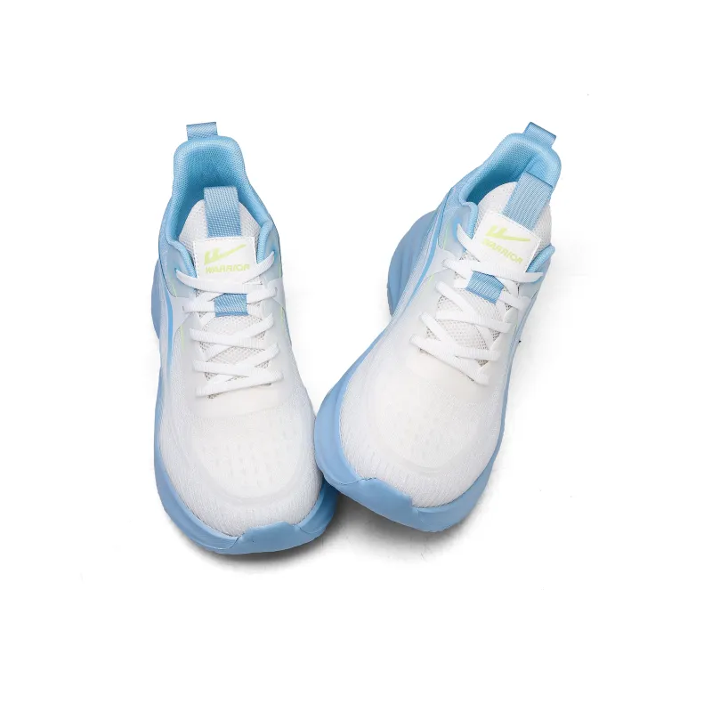 Warrior Non-slip Wear-resistant Shock Absorption Low-Top Casual Running Shoes Men's White Light Blue-2