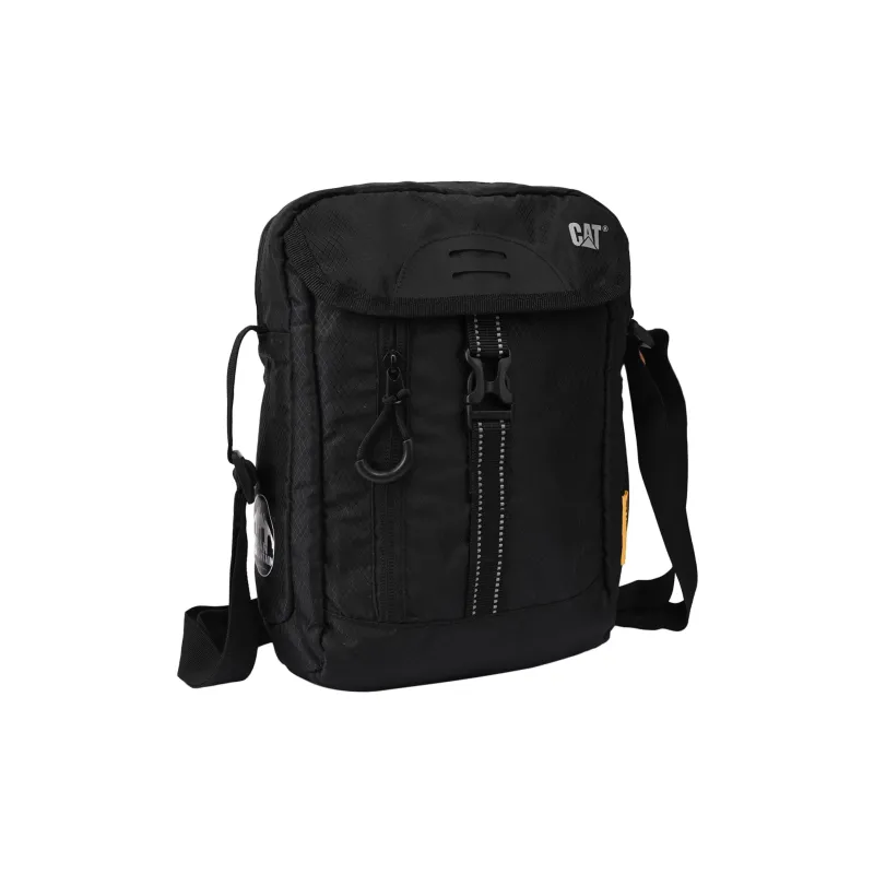 CAT Polyester Messenger Shoulder Bag, Crossbody Bag Medium Size Unisex Black-2