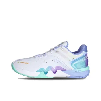 VICTOR Abrasion Resistant Low Top Badminton Shoes Unisex White Blue Purple