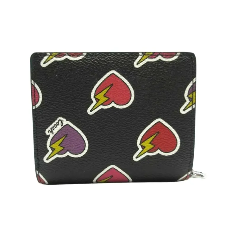 COACH Snap Wallet Coated Canvas Wallet Mini Women's Black-3