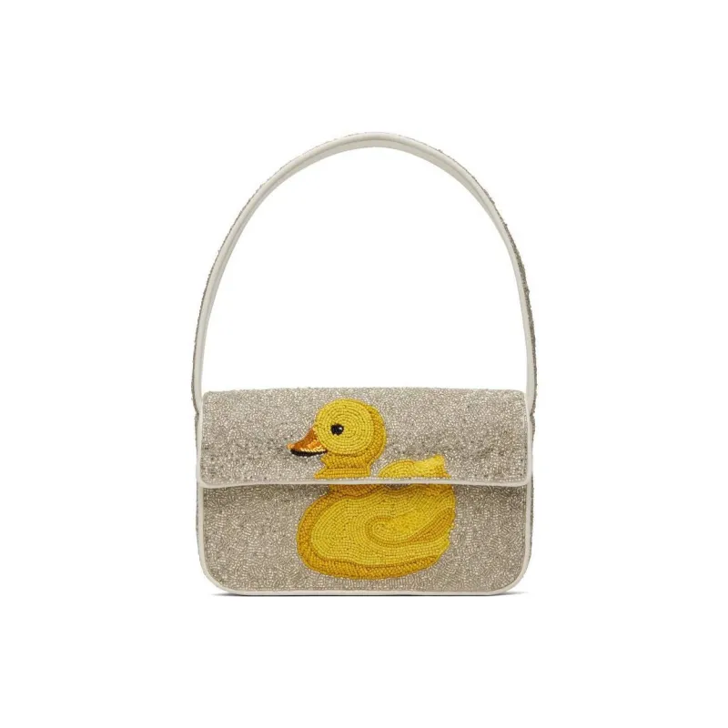 Staud TOMMY Fabric Shoulder Bag Women's Gray Yellow-0