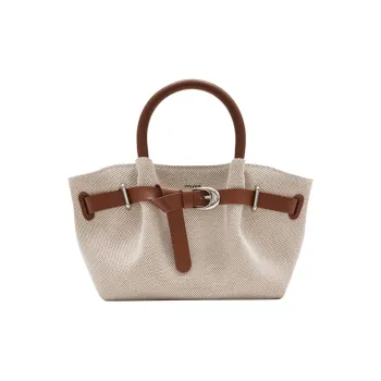 MUVA Canvas Canvas Bag Dumpling Bag Crossbody Handbag Medium Size Women's Canvas Brown