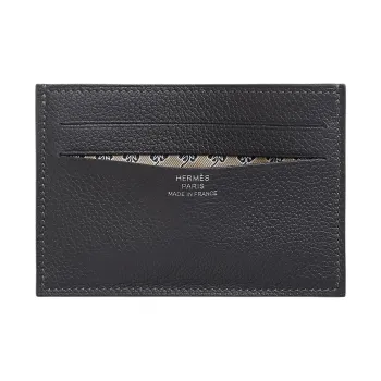 HERMES Citizen Twill Evercolor Calfskin Card Holder Men's Slate & Light Camel & Black