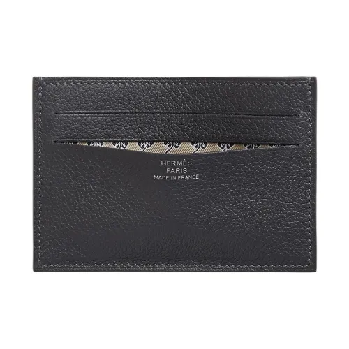 HERMES Citizen Twill Evercolor Calfskin Card Holder Men's Slate & Light Camel & Black