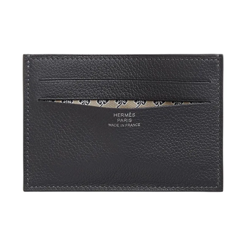 HERMES Citizen Twill Evercolor Calfskin Card Holder Men's Slate & Light Camel & Black-0