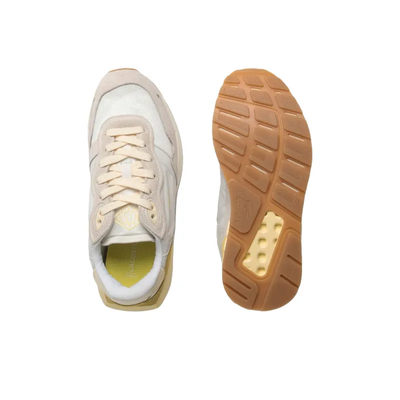 LACOSTE Anti Slip Wear Resistant Low Top Running Shoes Women's Beige Yellow-5