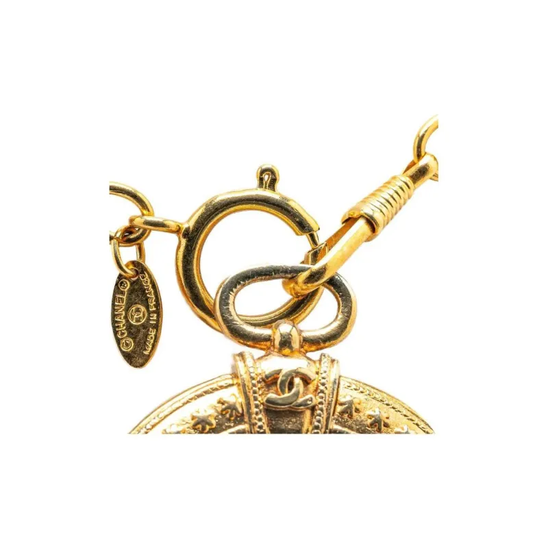 CHANEL 1970 1980 Plated Logo Loupe Magnifying Glass Pendant Necklace Costume Necklace-1