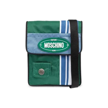 MOSCHINO Logo Patch Foldover Top Shoulder Bag