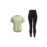 Light Pea Green Short-Sleeved+Star Shiny Black Seamless Pants