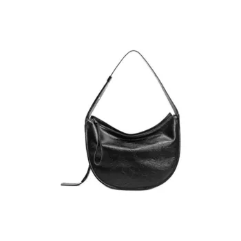 BELLE Artificial Leather Saddle Bag Crossbody Shoulder Bag Large Size Women's Black