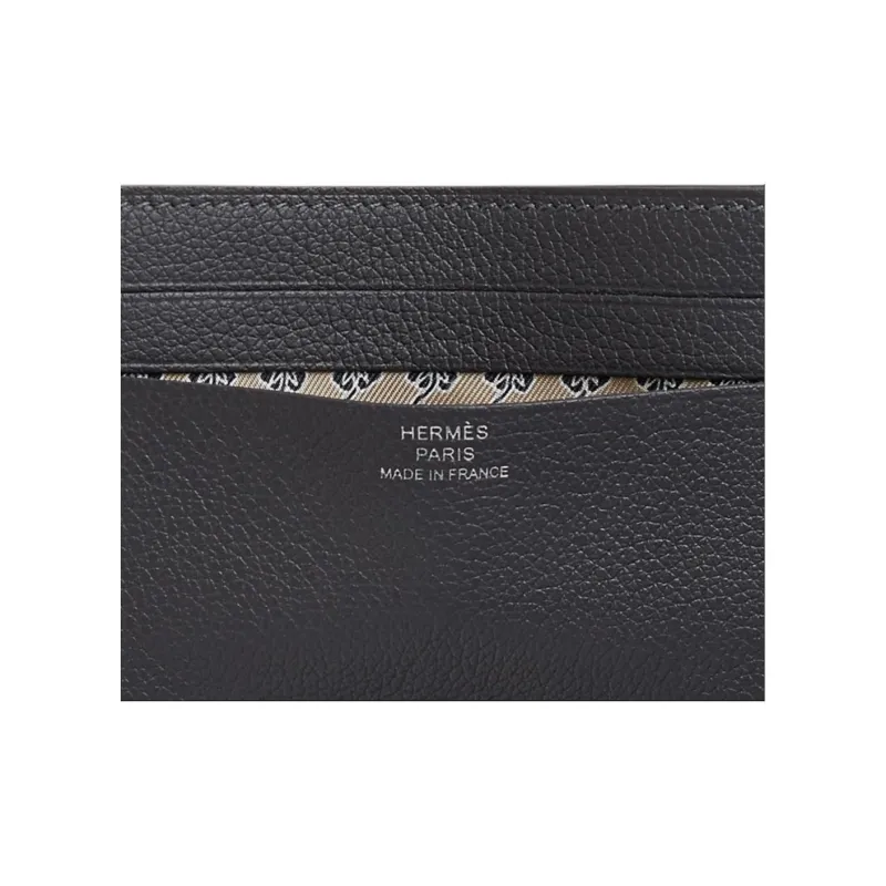 HERMES Citizen Twill Evercolor Calfskin Card Holder Men's Slate & Light Camel & Black-2