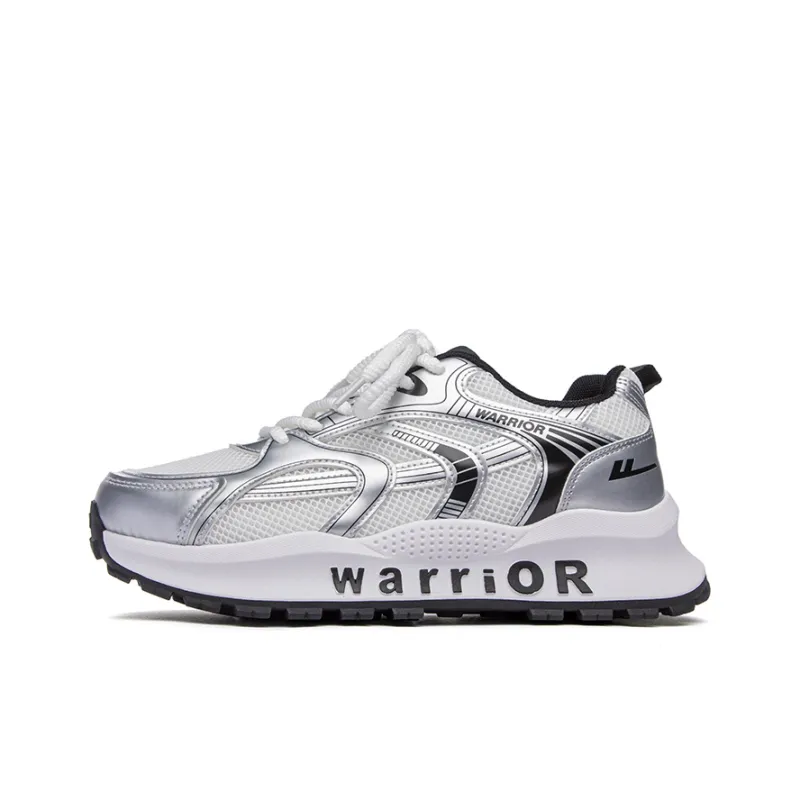 Warrior Cushioned Abrasion-Resistant Slip-Resistant Low-Top Casual Running Shoes Men's Silvery-white-black-0