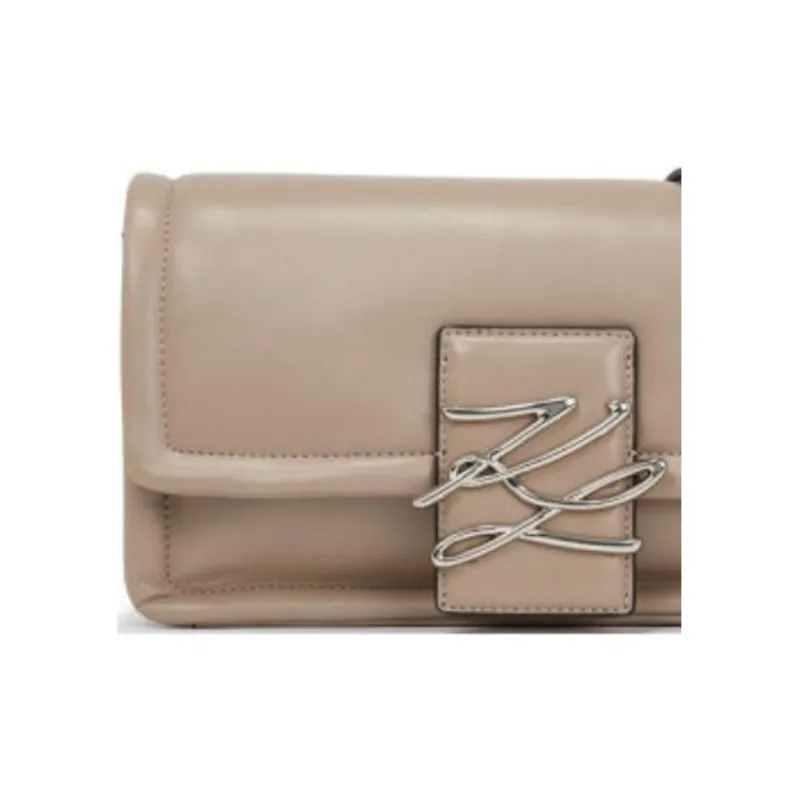 KARL LAGERFELD Recycled Polyurethane Shoulder Bag, Crossbody Bag Women's Taupe-3