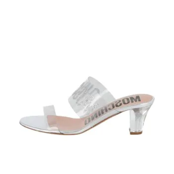 MOSCHINO Slide Slippers 7.5cm Women's Silver