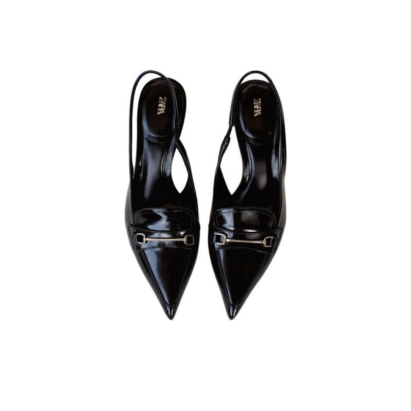 ZARA Slim Heel High Heels 7cm Women's Black-3
