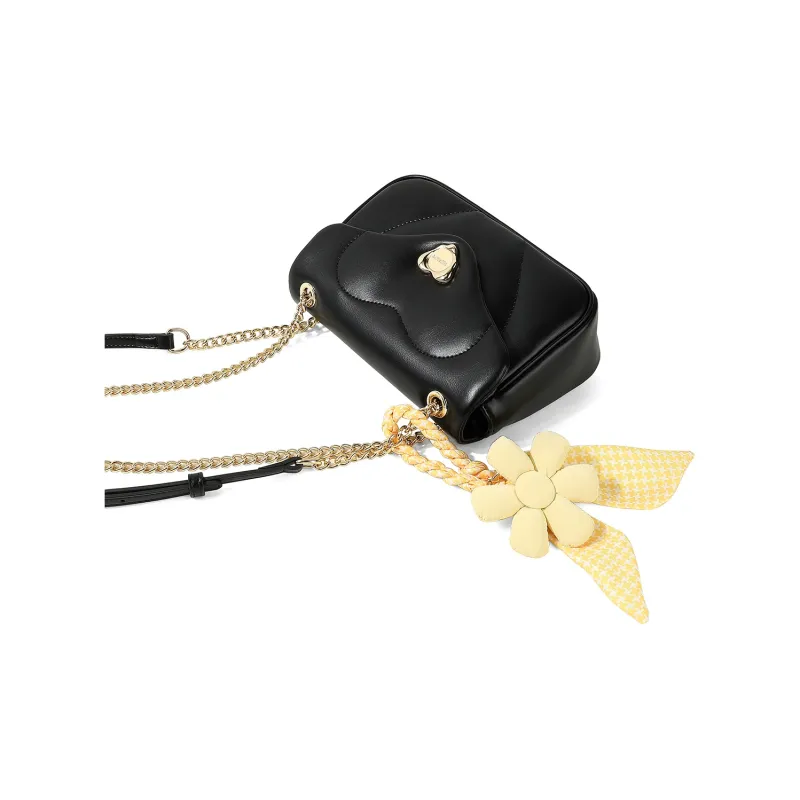 Teenmix Cowhide Split Leather Shoulder Bag, Chain Bag, Crossbody Bag, Shoulder Bag Regular Women's Ecru/Pink/Black-14