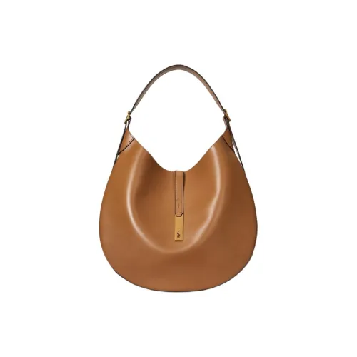 Polo Ralph Lauren Polo ID Cow Leather Shoulder Bag Women's Brown Gold