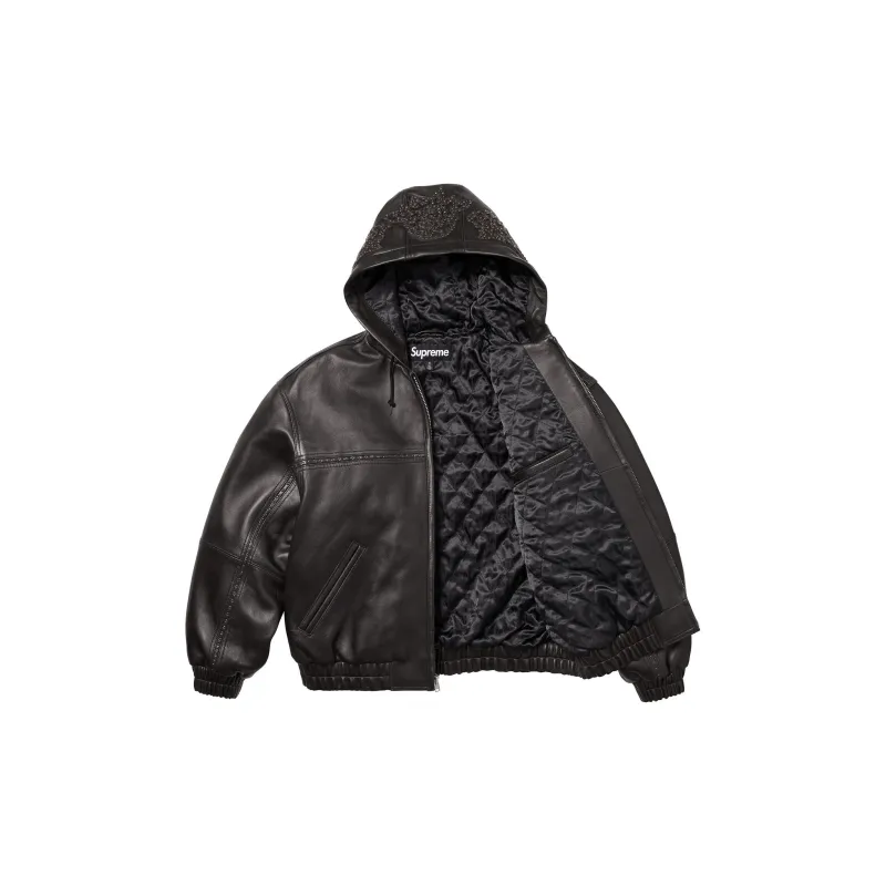 Supreme Studded Hooded Leather Jacket-5