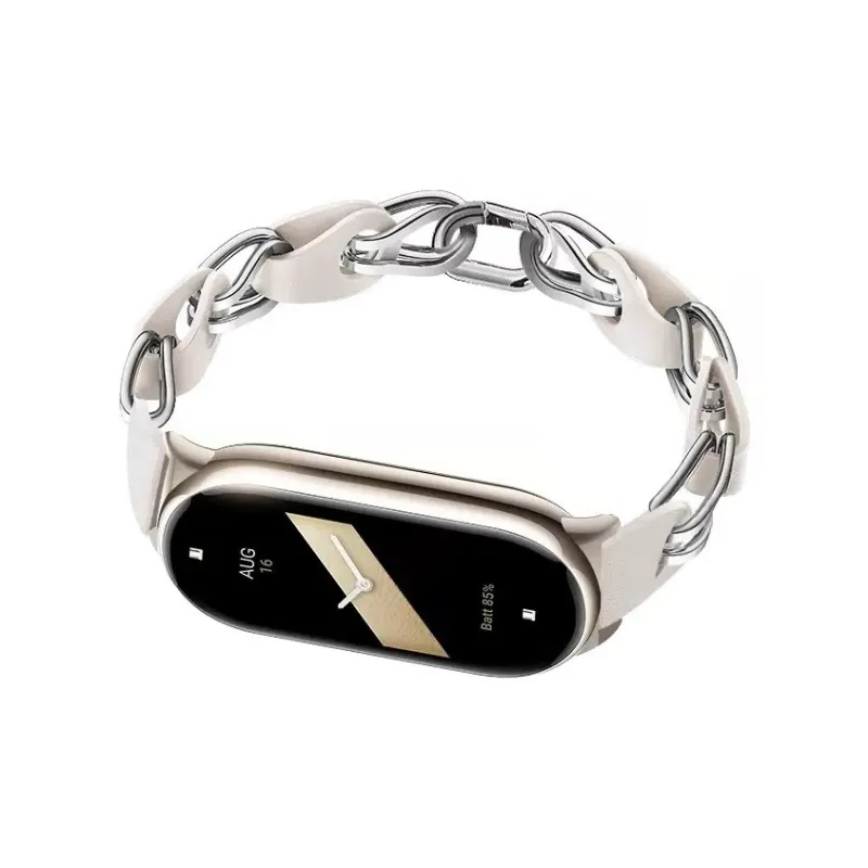 IWabcertoo Watch Band Xiaomi Compatibility 182mm Stainless Steel, Cow Leather Material Unisex-2