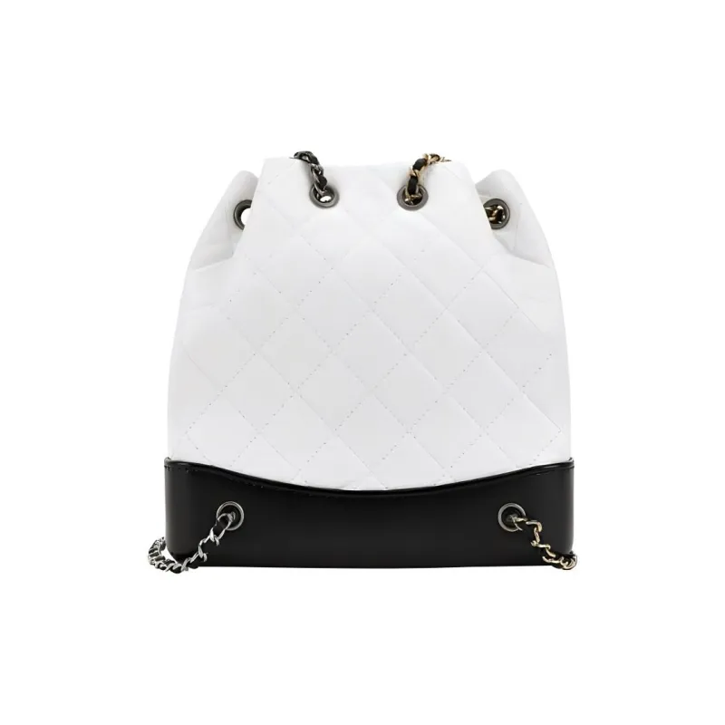 CHANEL Gabrielle Calfskin Backpack Trumpets Women's Black & White-2