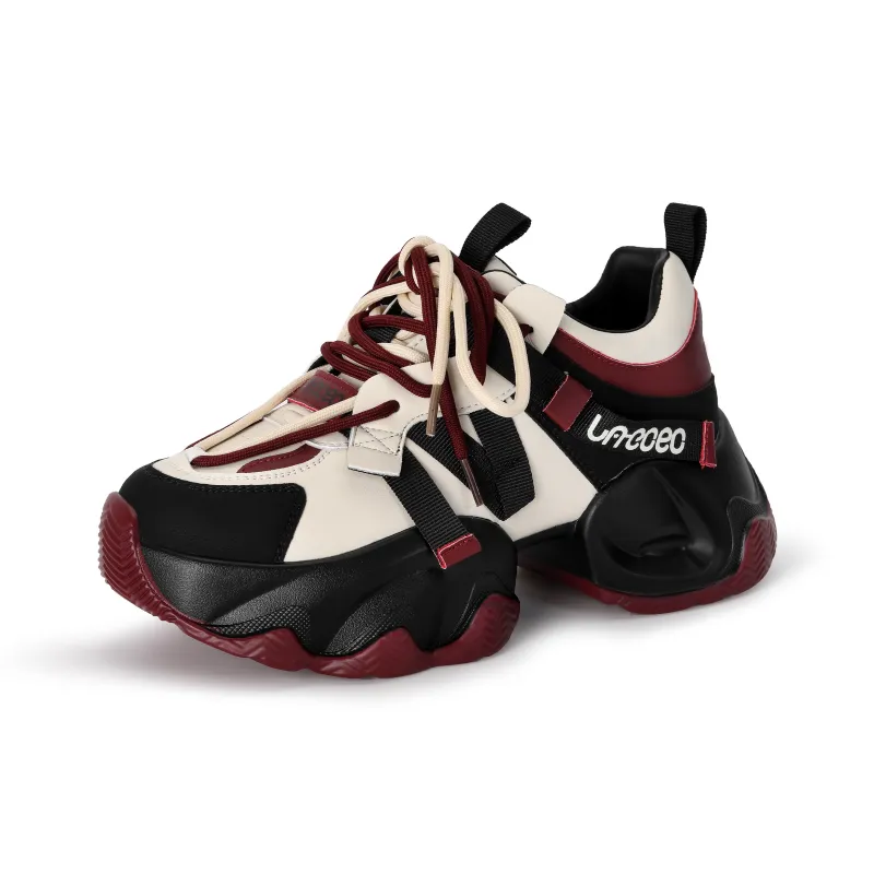FAICCIA Low Top Chunky Sneakers Women's Angela Red-1