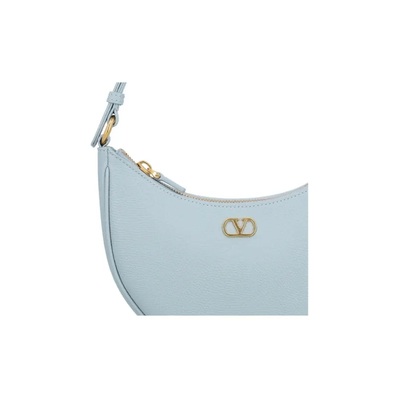 Valentino Vlogo Calfskin With Lambskin Shoulder Bag Mini Women's Light Blue-4