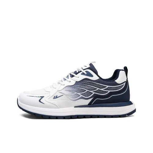 Warrior Breathable Height Increasing Low Top Running Shoes Men's Dark Blue White