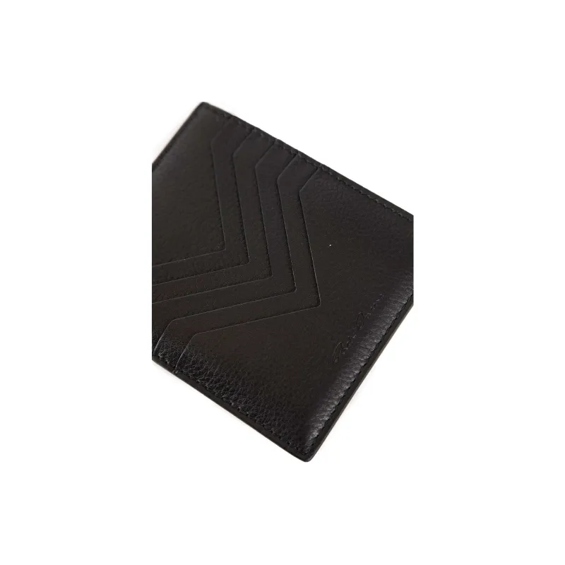 RICK OWENS/RO Cow Leather Card Holder Men's Black-2