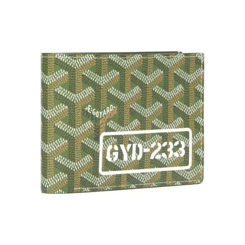 GOYARD Victoire Goyardine Canvas Wallet Unisex Khaki
