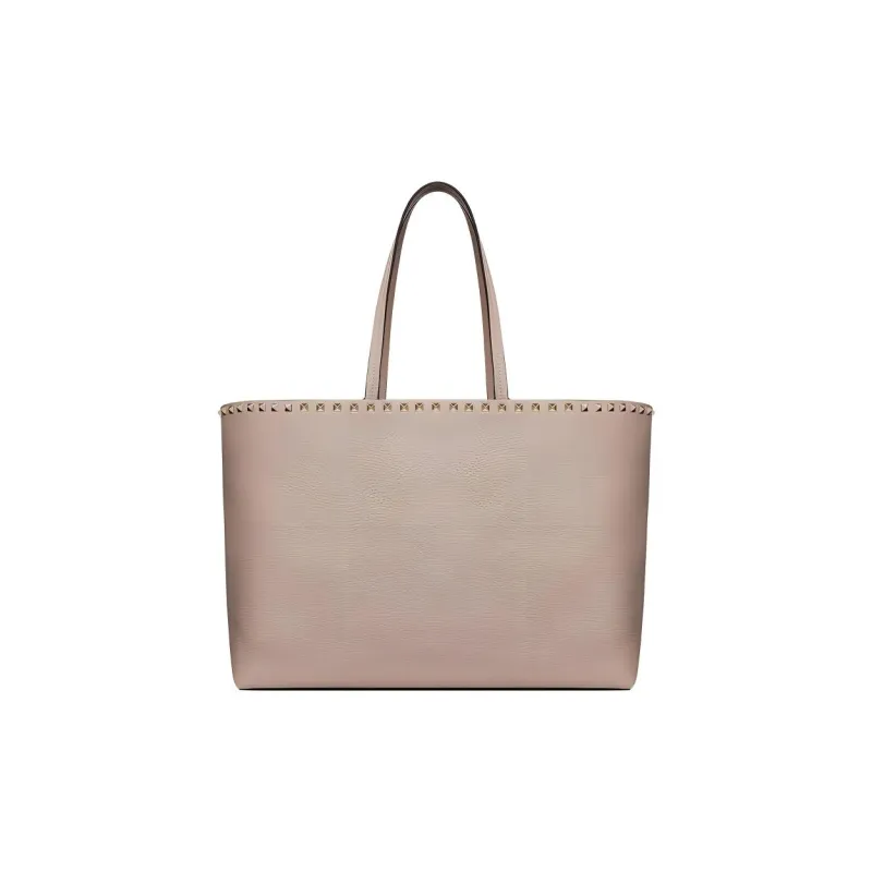 Valentino Rockstud Grain Calfskin Tote Shoulder Bag, Handbag Tubas Women's Nude-2