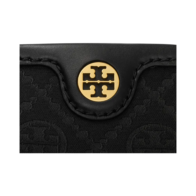 TORY BURCH T Monogram Fabric Cow Leather Patchwork Tote Bag Shopping Bag Handbag Shoulder Bags Women's Black-4