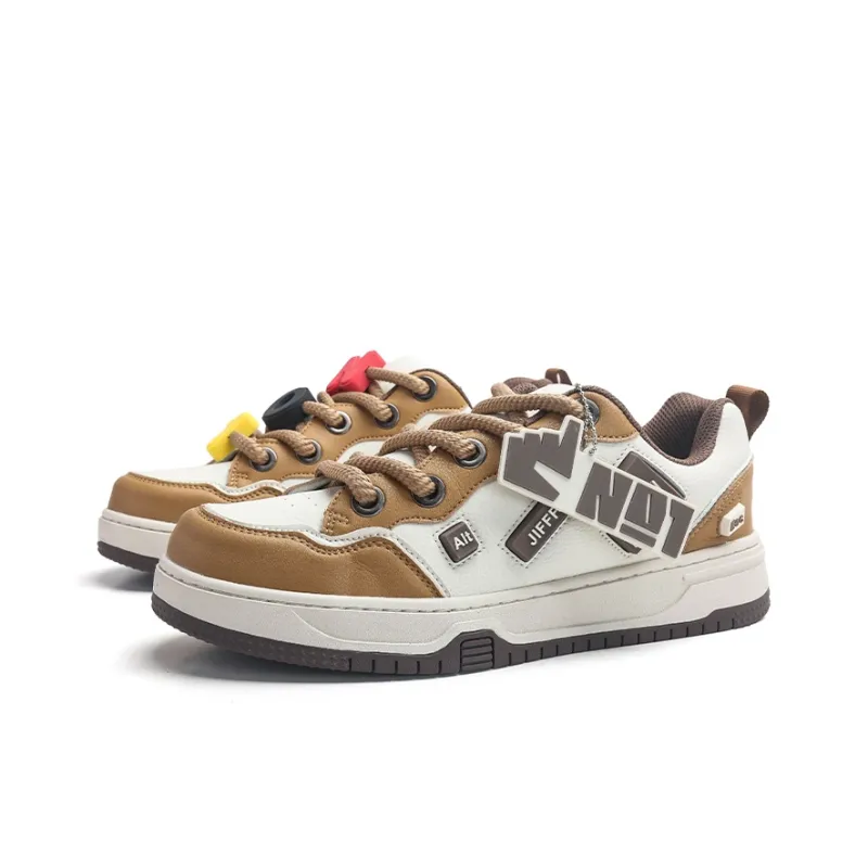 Nam Po Wan x Jifffly Slip-Resistant Water-Resistant Balance Low-Top Skateboard Shoes Unisex Beige Burgundy-8