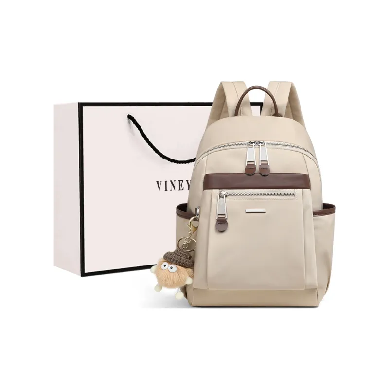 VINEY Fabric Backpack Women's Apricot-0