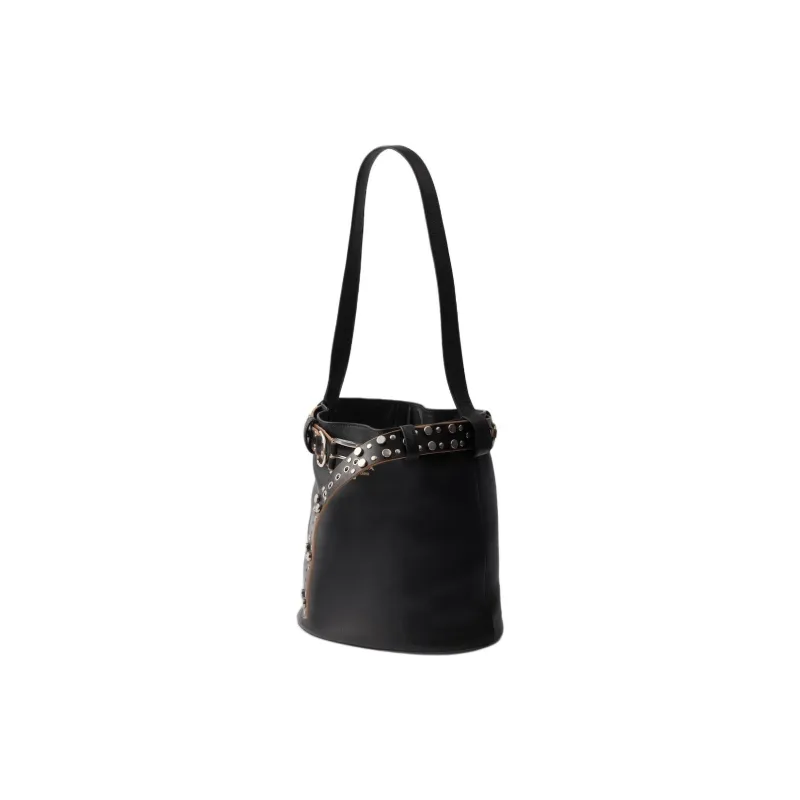 PRADA Cow Leather Bucket Bag, Shoulder Bag Women's Black-1