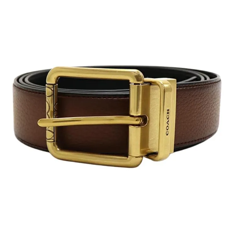 COACH Leather Calfskin Leather Belts Men's Brown Width  3.8cm-1